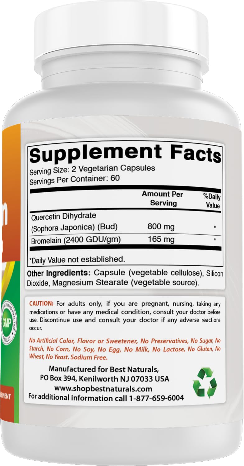 Capsulas de quercetina bromelina sin gluten de Best Naturals