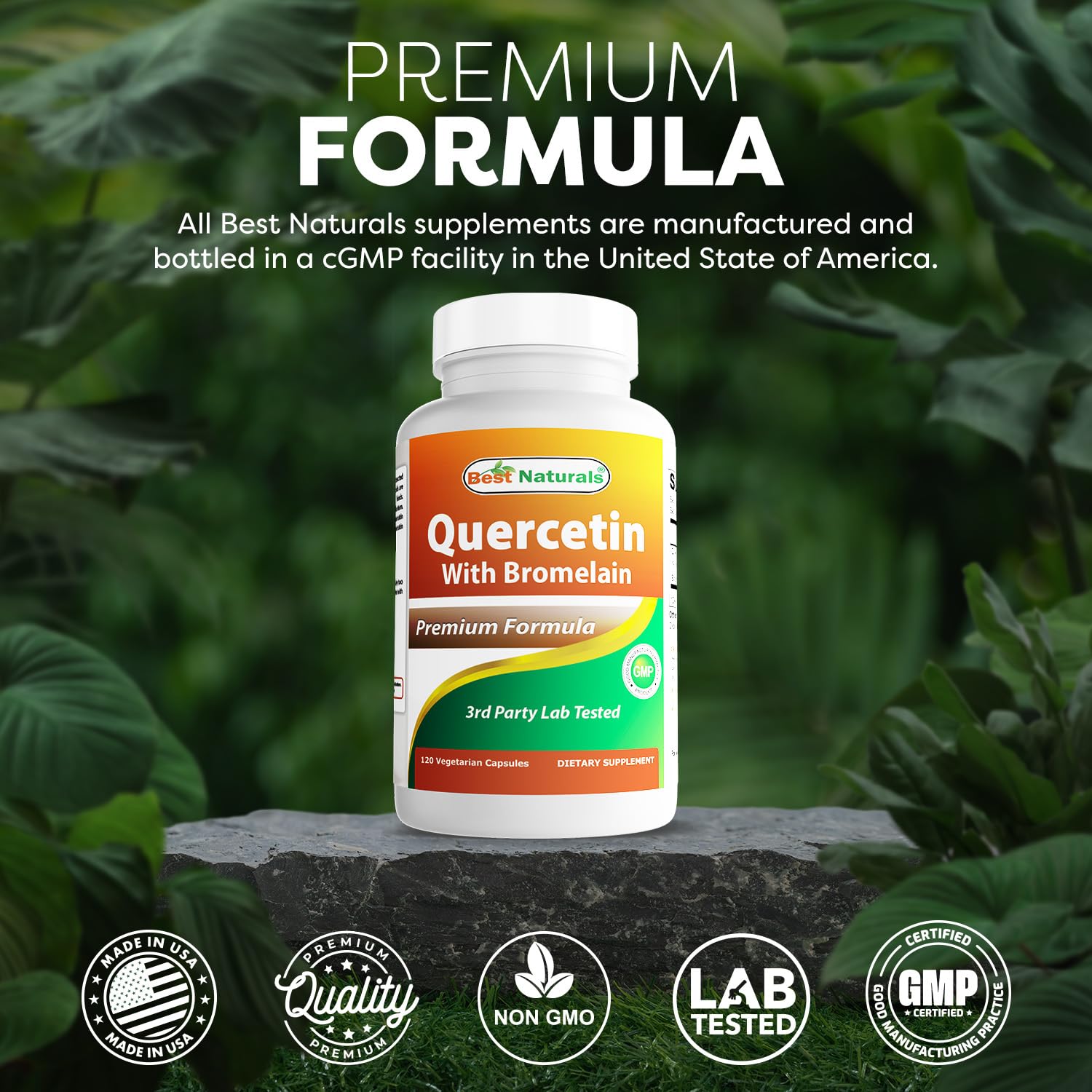Dosis diaria de Best Naturals Quercetina con Bromelina en cápsulas vegetales