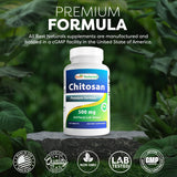 Certificado de laboratorio independiente de Best Naturals Chitosan para pureza y calidad.