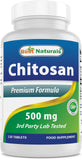 Best Naturals Chitosan tableta de 500 mg, uso diario para apoyar una dieta equilibrada.