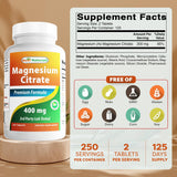 Tabletas de Best Naturals Citrato de Magnesio, 400 mg por porción.