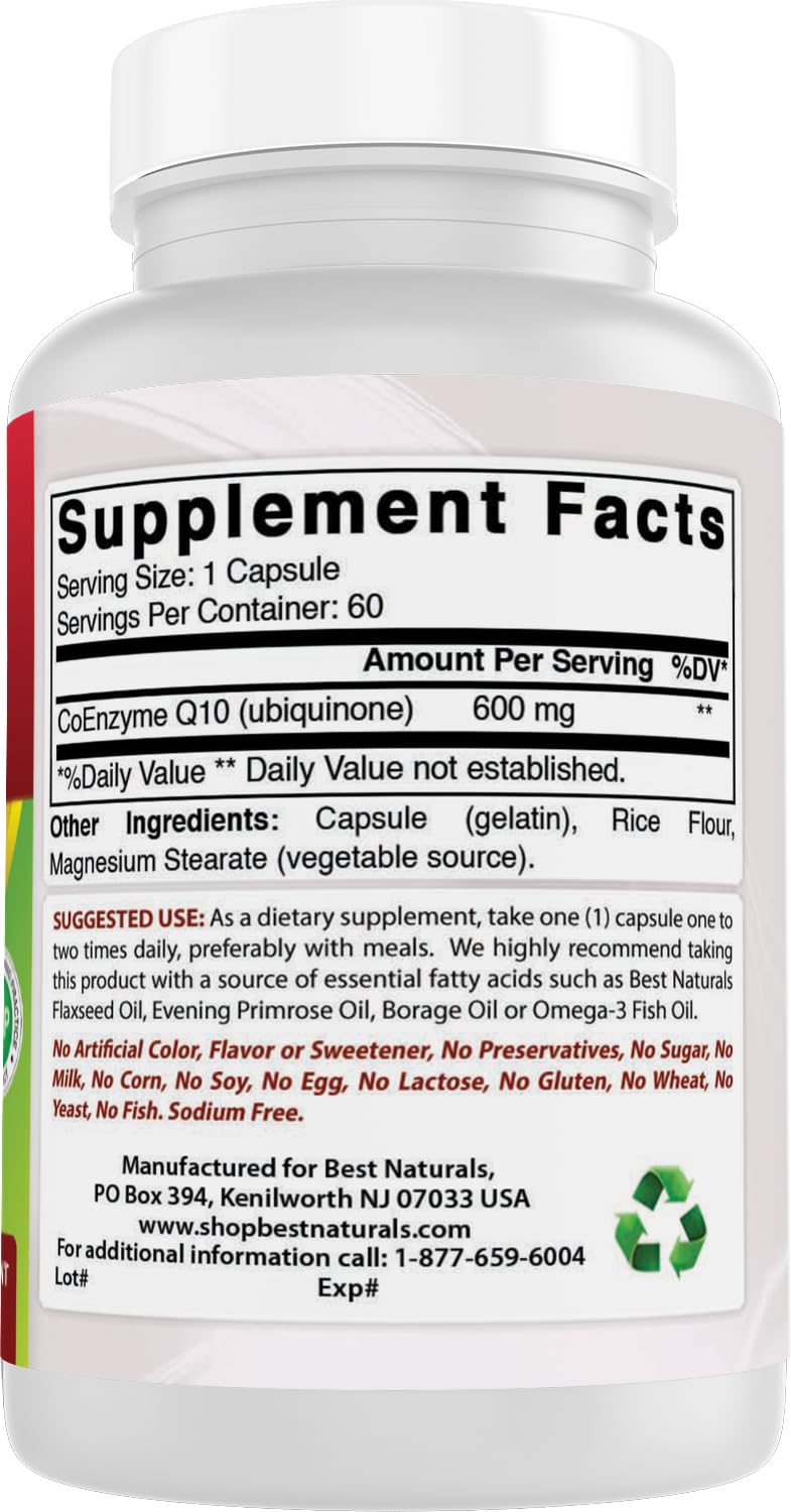 Best Naturals CoQ10 600 mg fabricación en EE. UU. y calidad.