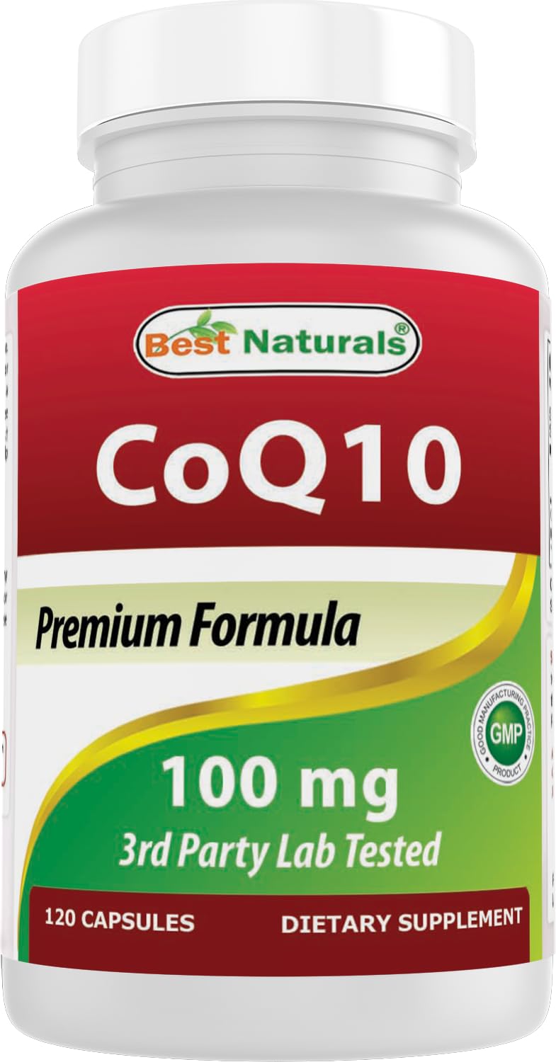 Best Naturals COQ10 botella-frente; diseño limpio que inspira confianza.