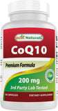 Best Naturals CoQ10 cápsulas 200 mg, apoyo diario de energía y vitalidad.