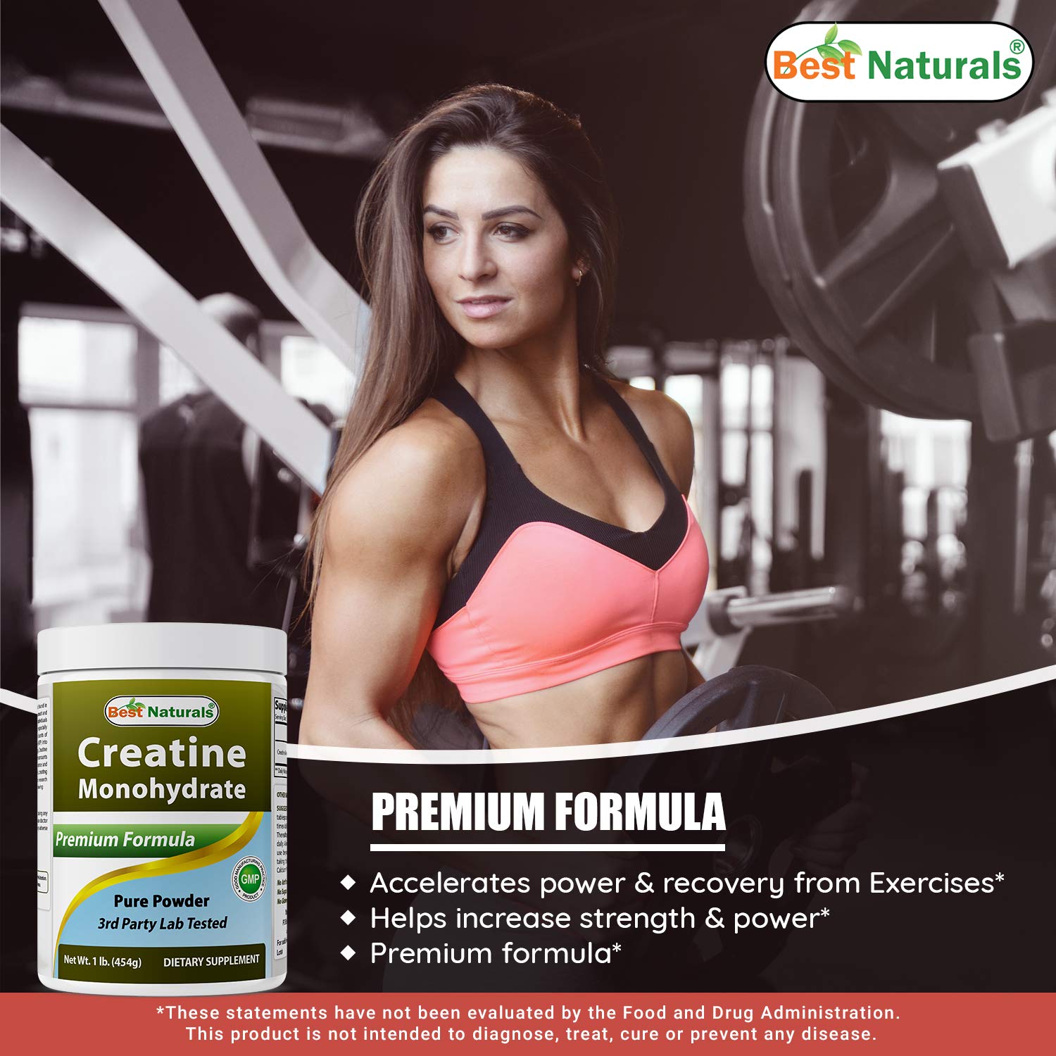 Vaso con Best Naturals Creatine preparando batido post-entreno.