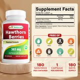 Botella de Best Naturals Espino Alvar con 180 cápsulas.