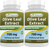 Botella Best Naturals Extracto de Hojas de Olivo 700 mg lista para uso diario.