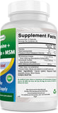 Best Naturals Glucosamina Condroitina MSM, etiqueta sin gluten y sin OGM.