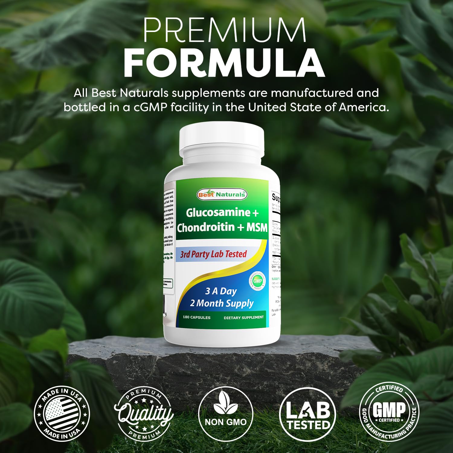 Best Naturals Glucosamina Condroitina MSM, pack doble visible, ahorro práctico.
