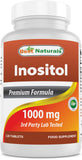 Best Naturals Inositol 1000mg, vista frontal de la botella, fácil de incorporar a tu rutina.