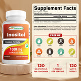 Detalle de la etiqueta de Best Naturals Inositol 1000mg para confirmar ingredientes.
