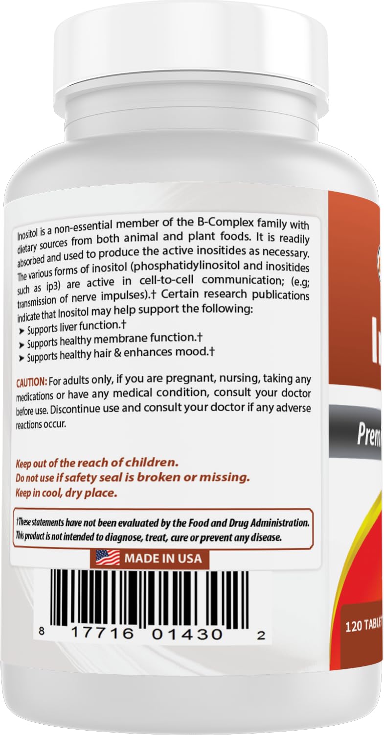 Certificaciones GMP y FDA, Best Naturals Inositol 1000mg, confianza en calidad.