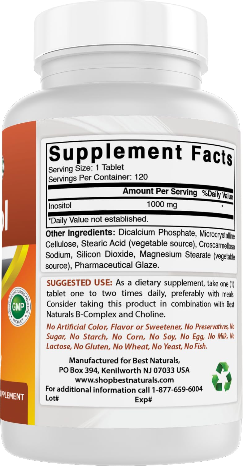 Escena de uso diario con Best Naturals Inositol 1000mg y vaso de agua.