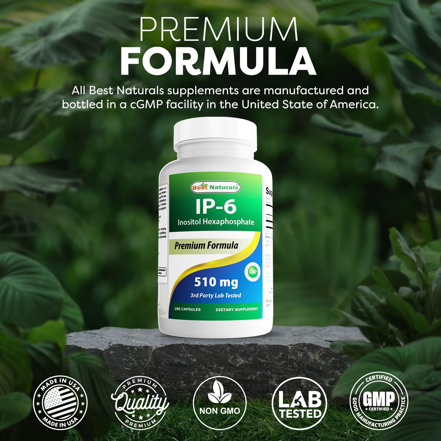 Cápsulas IP-6 visibles, apoyo a tu plan de suplementación diario.
