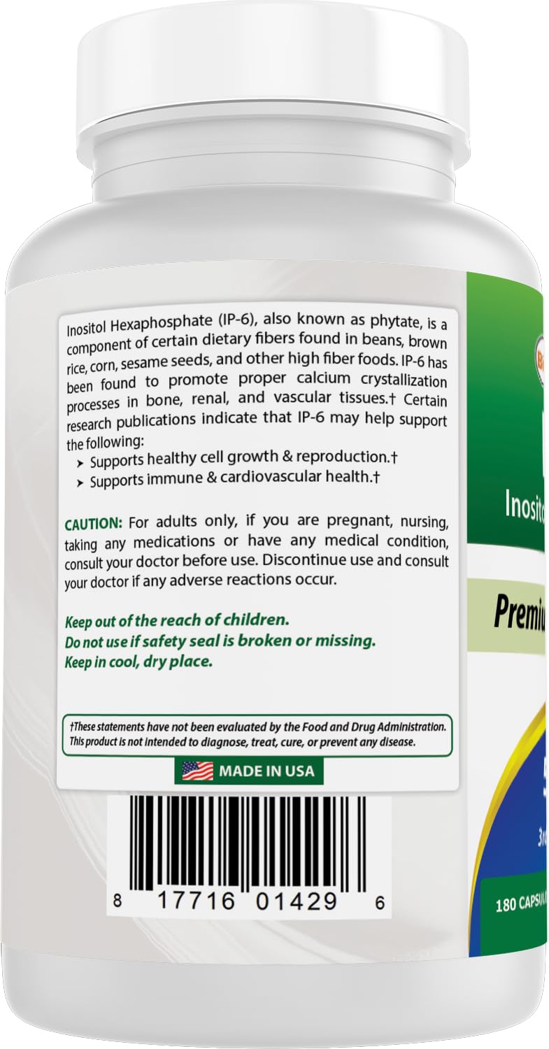 Envase limpio de Best Naturals IP-6 510 mg, conserva la calidad.