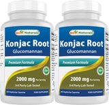 Best Naturals Konjac Glucomanano, botella de 180 cápsulas, apoyo a la saciedad diaria.