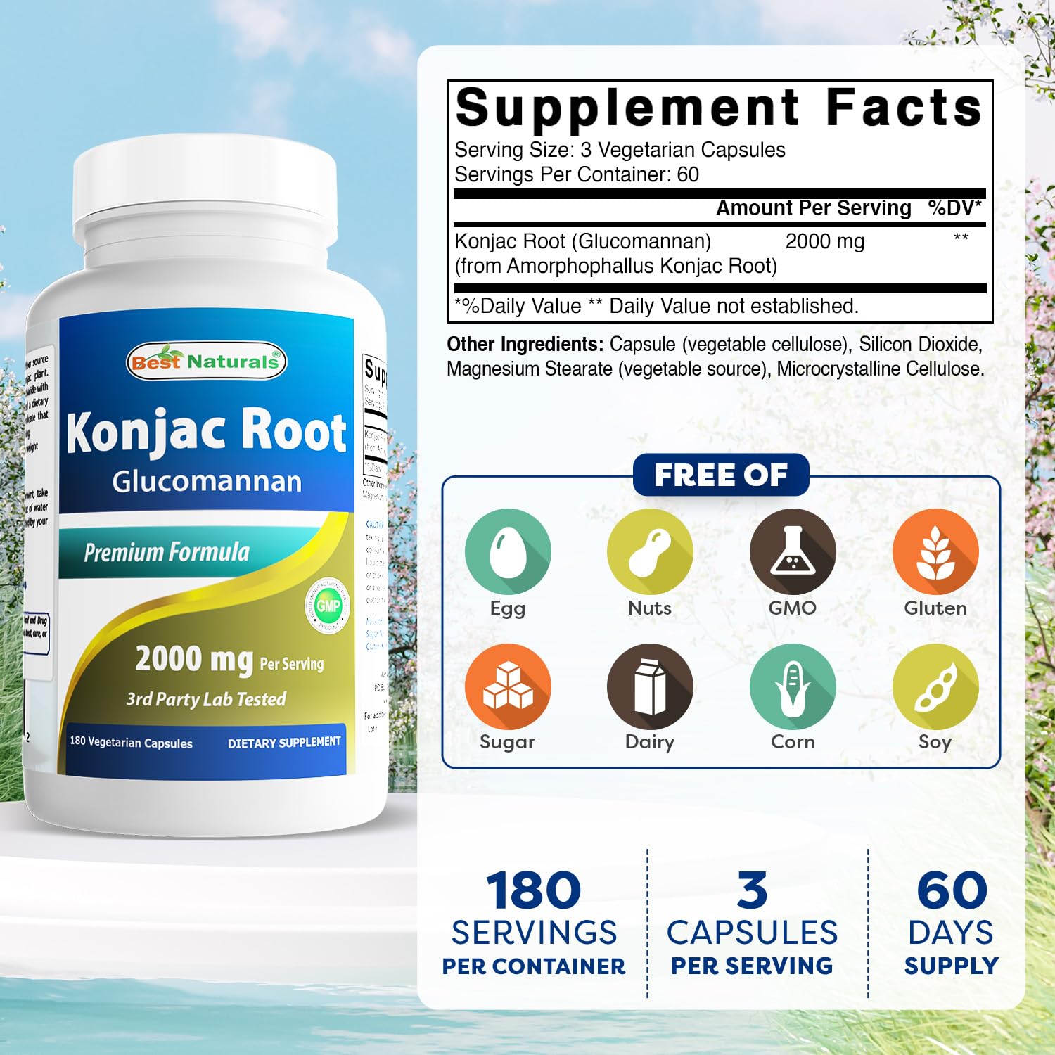 Best Naturals Konjac Glucomanano, pack doble para continuidad diaria.