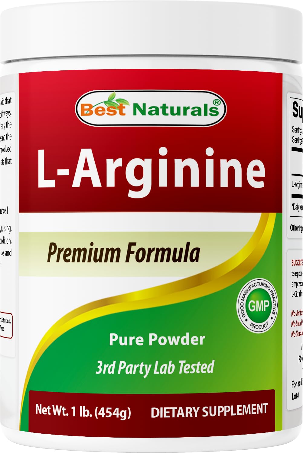 Best Naturals L-Arginina polvo 1 libra para apoyar la circulación y la vitalidad diaria