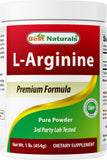 Best Naturals L-Arginina polvo 1 libra para apoyar la circulación y la vitalidad diaria