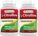 Best Naturals L-Citrulina 2000 mg botella: energía sostenida para entrenos