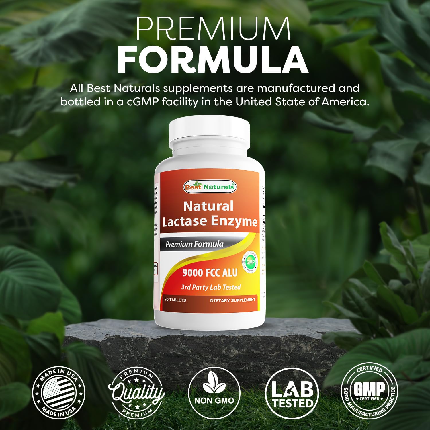 Best Naturals Lactase envase de 90 cápsulas para uso prolongado