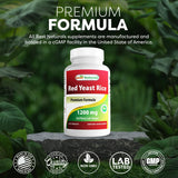 Best Naturals levadura de arroz rojo 1200 mg, fábrica en EE. UU. y control de calidad.
