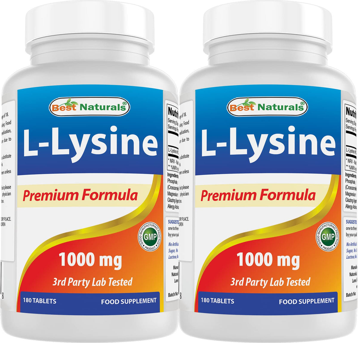 Best Naturals L-Lisina 1000 mg, botella frontal para uso diario