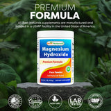 Best Naturals Magnesio Hidróxido envase seguro para almacenamiento prolongado.