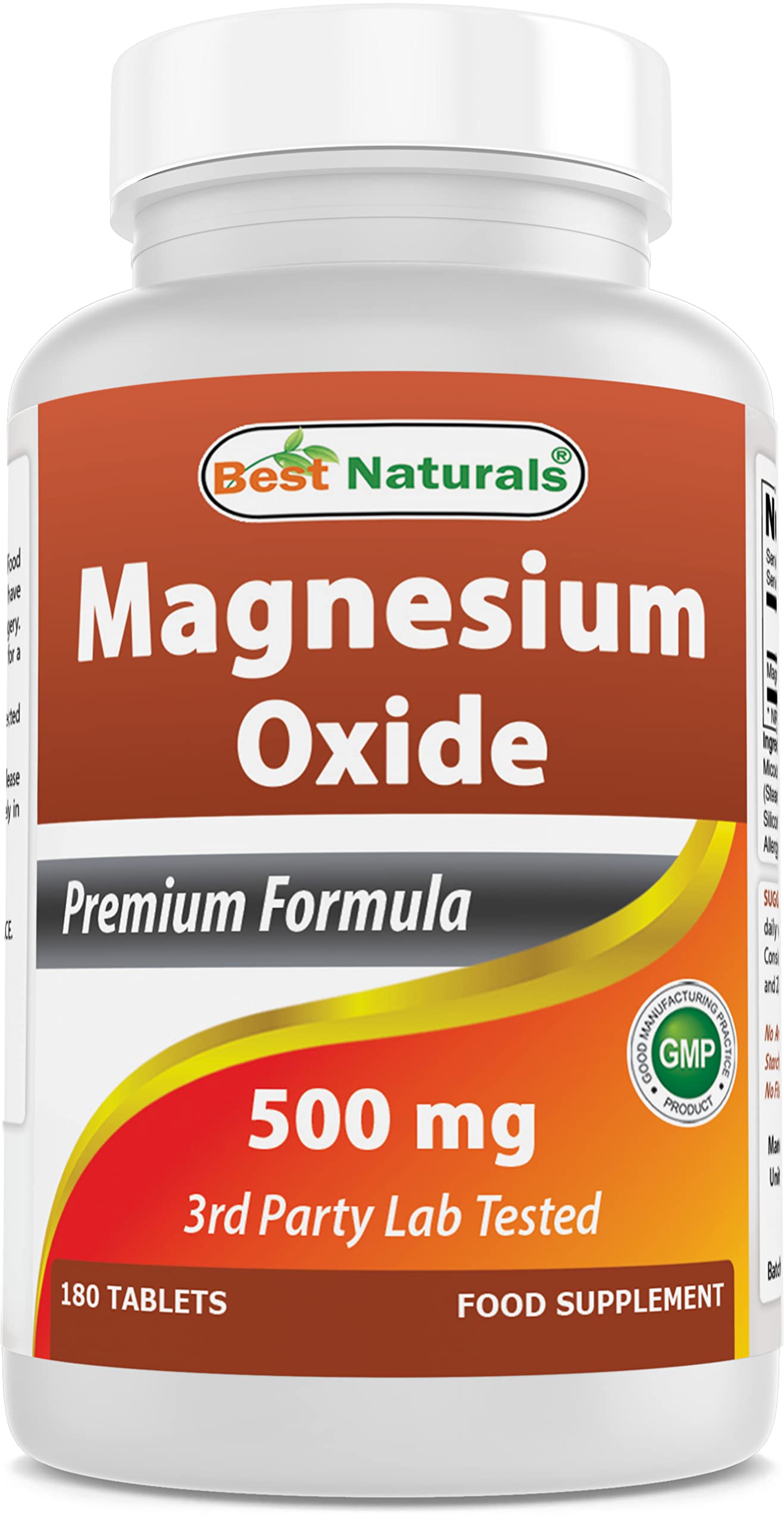 Best Naturals Magnesio Oxido 500 mg – tabletas, posible apoyo a la relajación diaria.