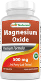 Best Naturals Magnesio Oxido 500 mg – tabletas, posible apoyo a la relajación diaria.