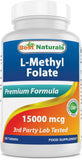 Best Naturals Metil Folato frasco frontal, posible apoyo a la formación celular.