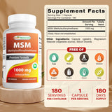 Best Naturals MSM 1000 mg, cápsulas de color neutro en blíster dentro de caja