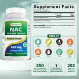 Best Naturals NAC etiqueta frontal, ingredientes claros para una elección informada