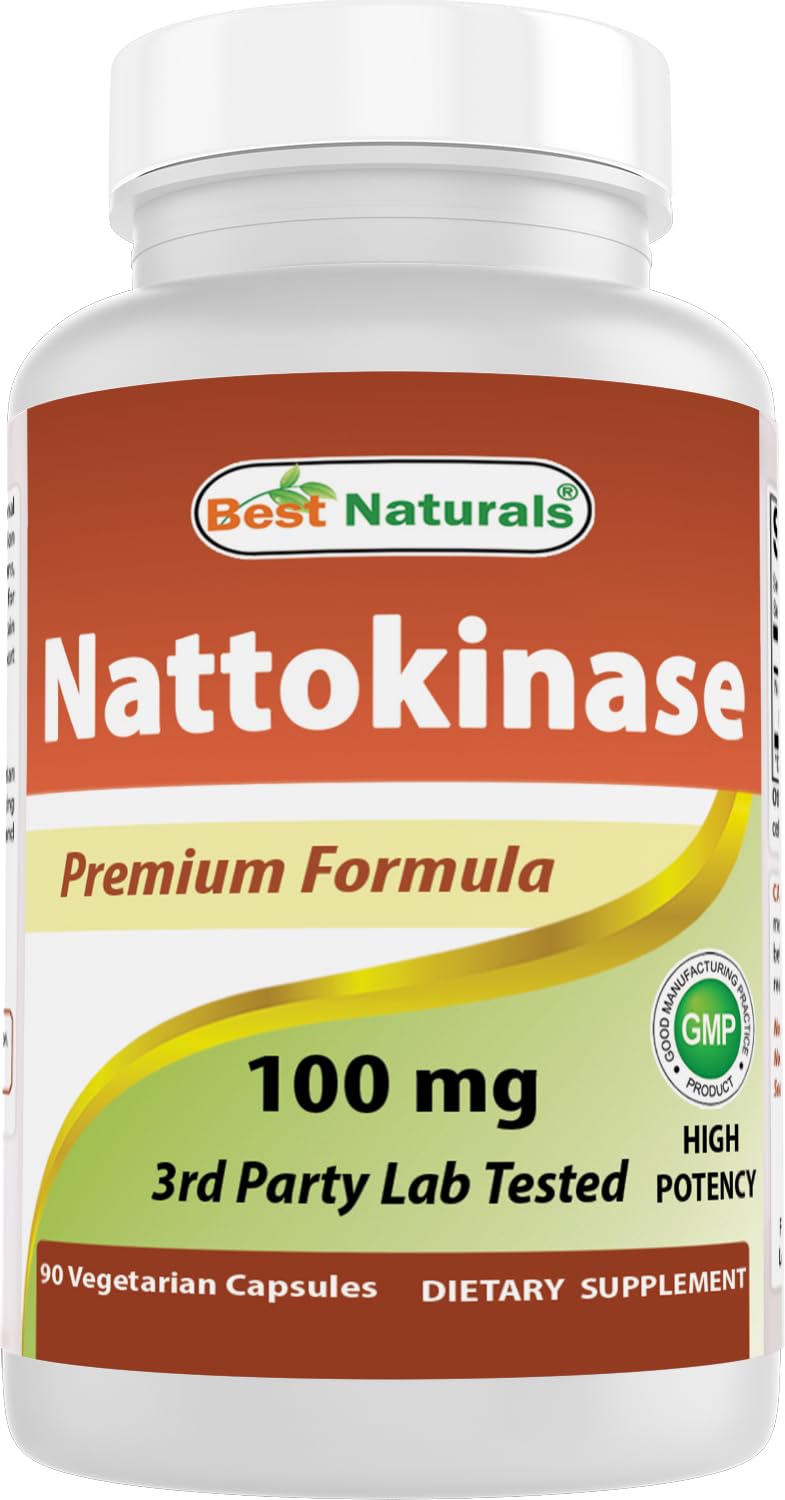 Best Naturals Nattokinasa frasco frontal muestra pureza y calidad.
