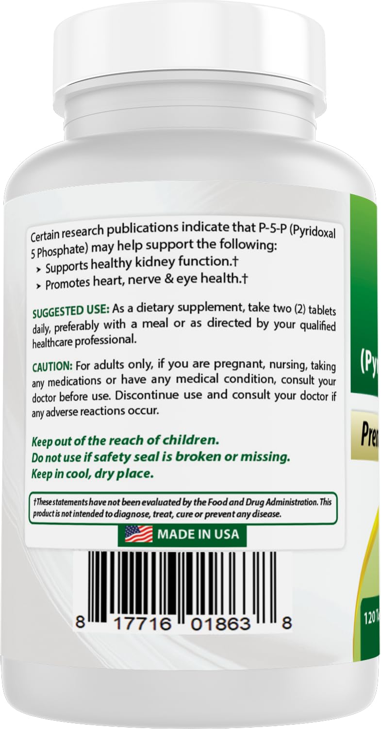 Best Naturals P5P 120 tabletas, envase práctico para suministro prolongado.
