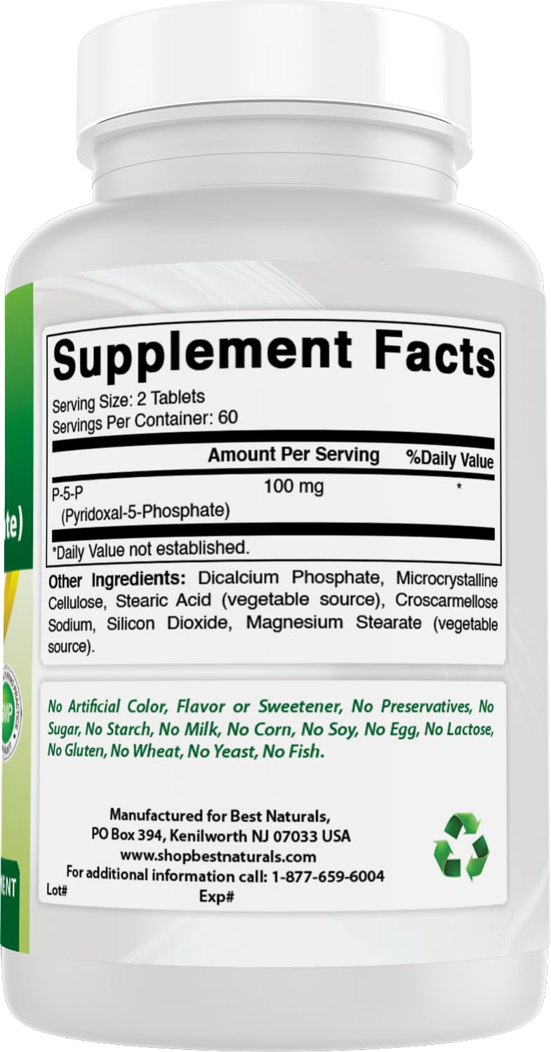 Best Naturals P5P fabricado con buenas prácticas de manufactura en Estados Unidos.