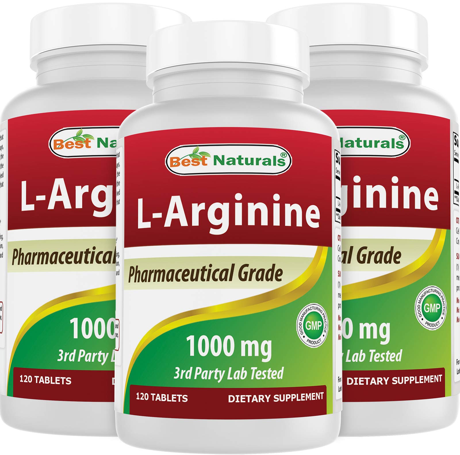 Best Naturals botella triple de arginina 1000 mg, apoya procesos naturales de óxido nítrico.