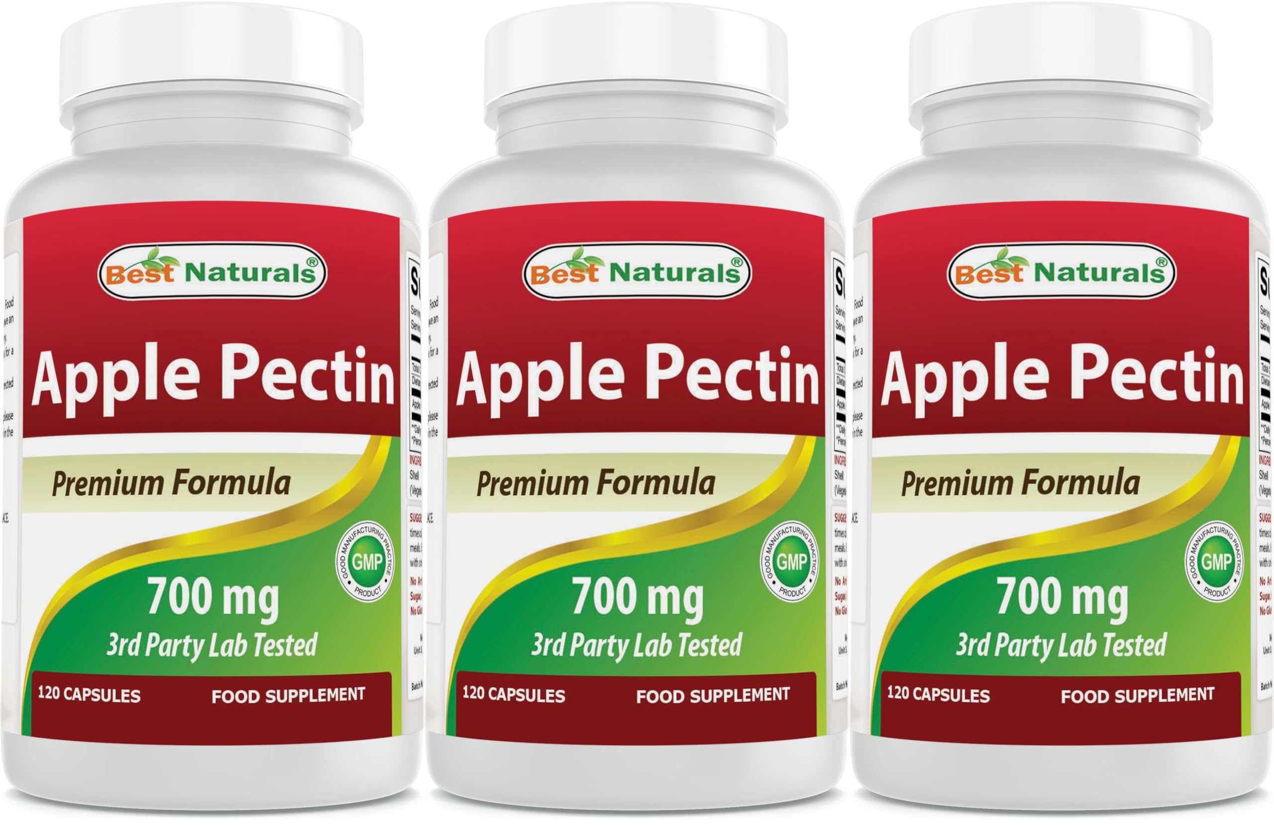 Botella de Best Naturals Pectina de Manzana 700 mg para fibra diaria.