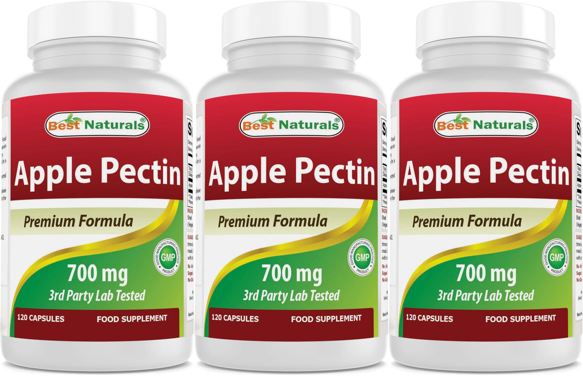 Botella de Best Naturals Pectina de Manzana 700 mg para fibra diaria.