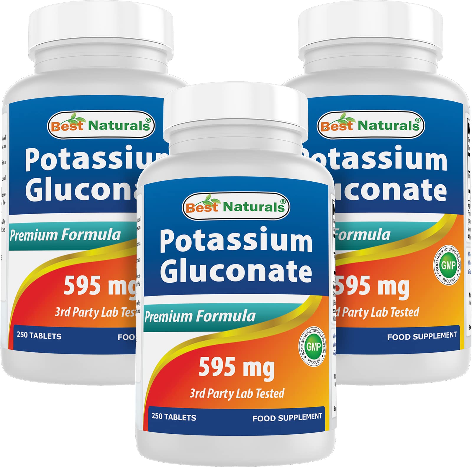 Best Naturals Potasio Gluconato, frasco frontal, soporte diario de electrolitos