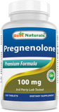 Best Naturals Pregnenolona: vista frontal de la botella, apoyo potencial para el bienestar diario.