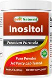 Best Naturals Pure Inositol Powder envase 1lb, práctico para uso diario