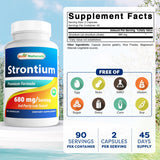 Best Naturals Strontium Bone Formula, etiqueta: información clara para uso diario seguro.