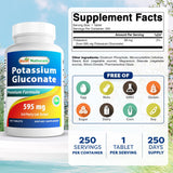 Best Naturals tableta de potasio gluconato primer plano; complemento para alimentación balanceada.