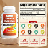 Best Naturals Turmeric Curcumin etiqueta frontal que destaca ingredientes y trazabilidad.