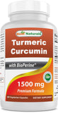 Best Naturals Turmeric Curcumin frasco con cápsulas vegetales para uso diario.