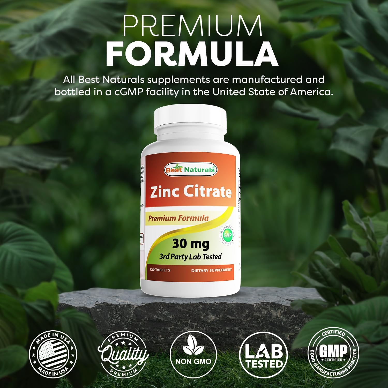 Best Naturals Zinc, tableta citrato de zinc para la rutina matutina.