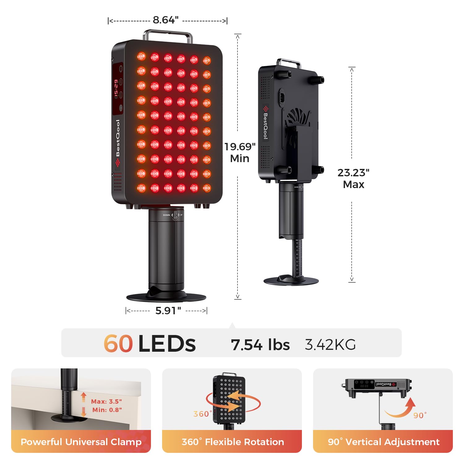 BestQool luz roja 60 diodos, doble-chip, uso eficiente.