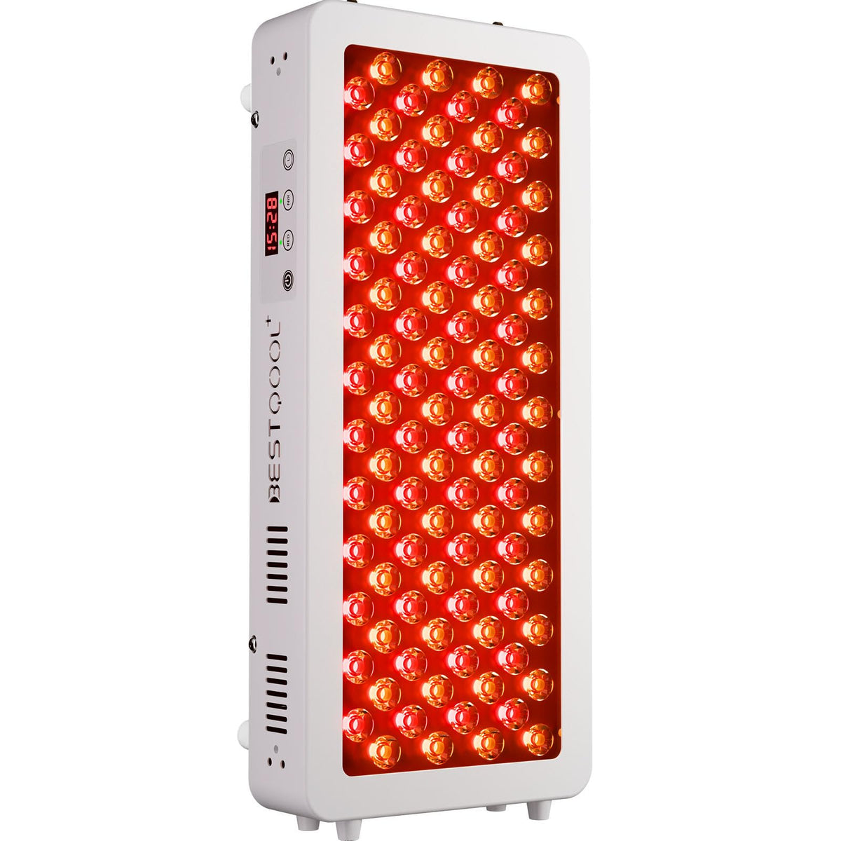 BestQool rostro iluminado por luz roja, uso cómodo para cuidado diario.