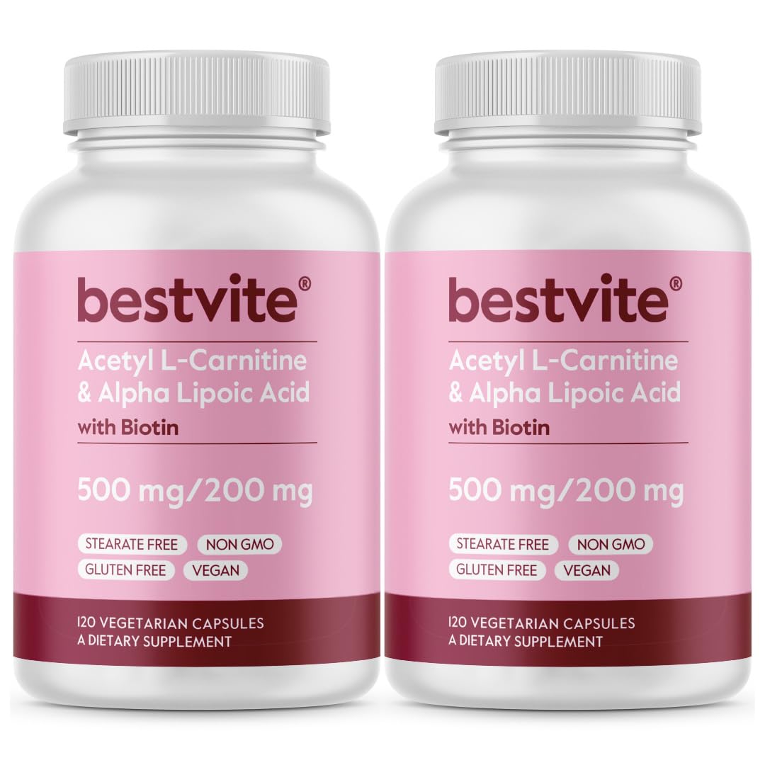 Botella BESTVITE acetil L-carnitina para energía diaria.